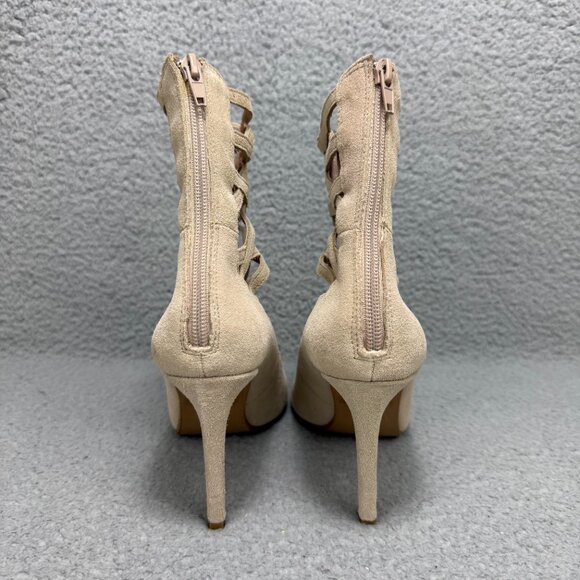 Jeffrey Campbell Pumps Womens 6 Shoes Beige Suede Heels Stiletto Lace Up Cage - Picture 5 of 11